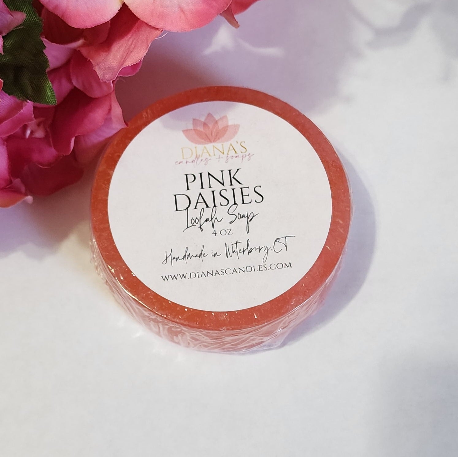 Pink Daisies Loofah Soap Diana's Candles and Soaps