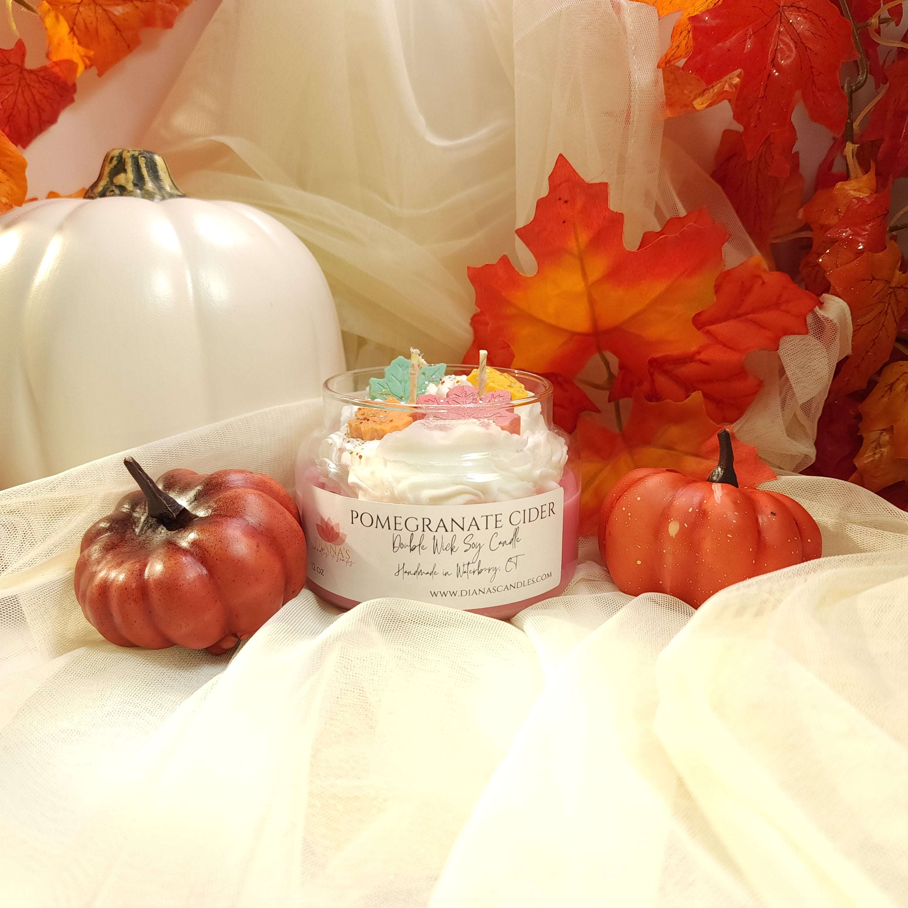 Pomegranate Cider Double Wick Candle Diana's Candles and Soaps