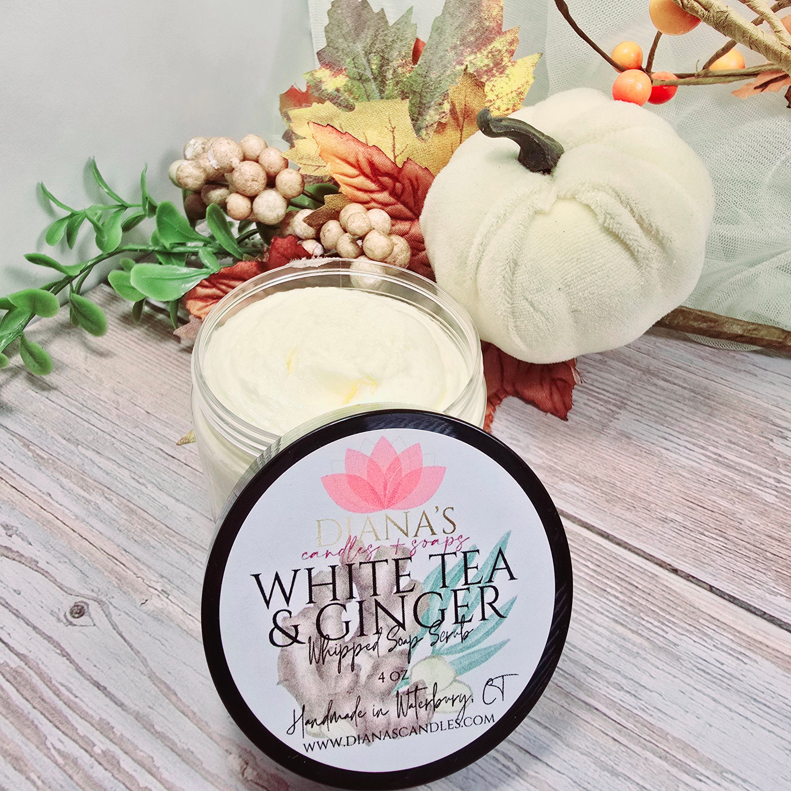White Tea and Ginger Whipped Soap Scrub Diana's Candles and Soaps
