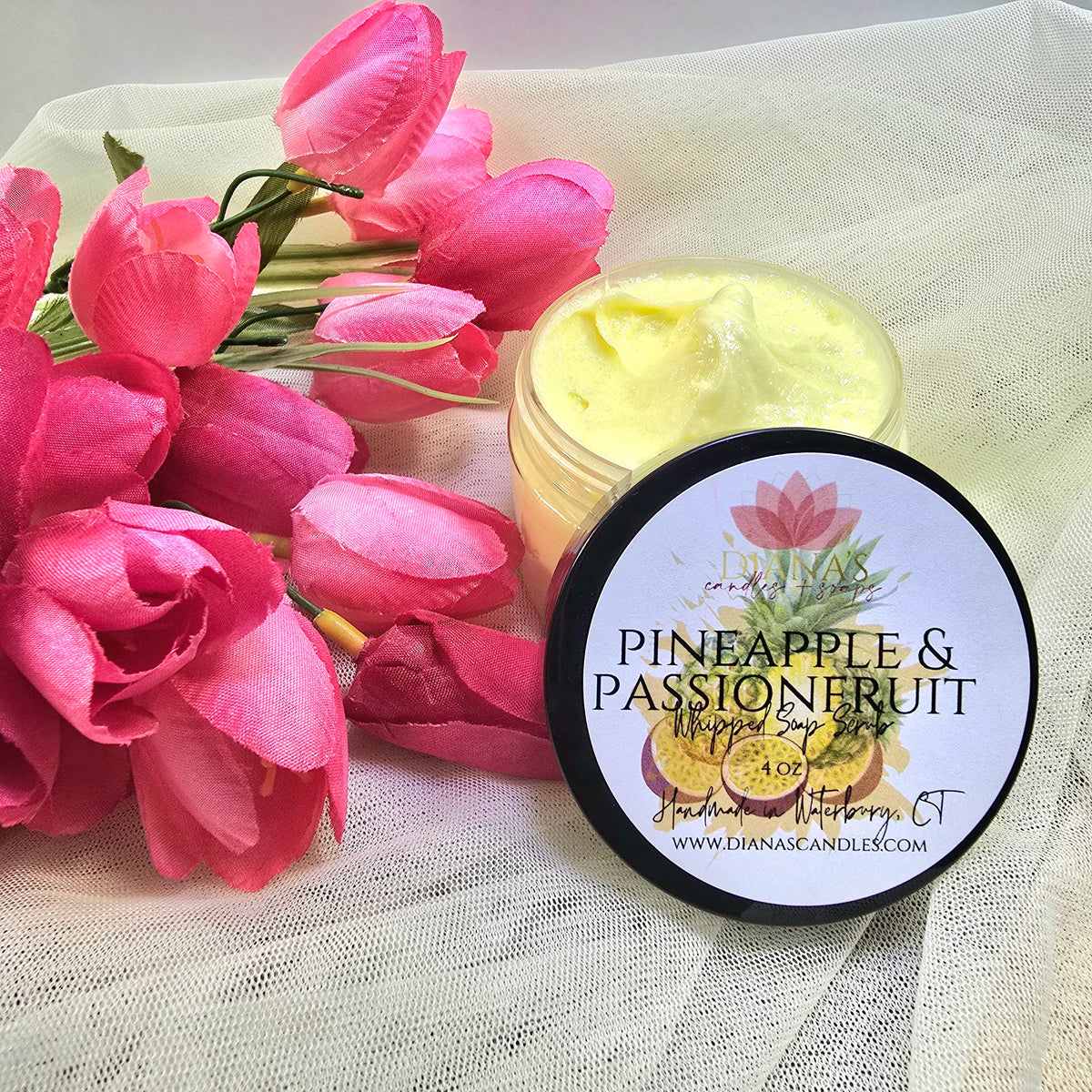 Passionfruit Pineapple Whipped Soap Scrub Diana's Candles and Soaps