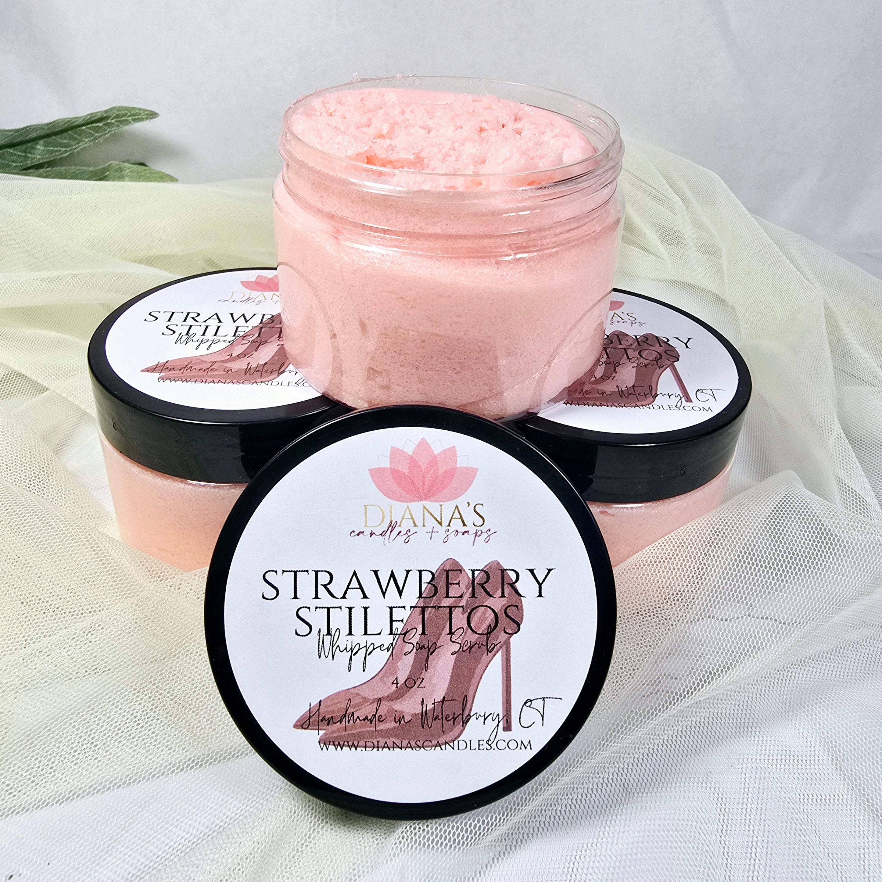 Strawberry Stilettos Whipped Soap Scrub Diana's Candles and Soaps