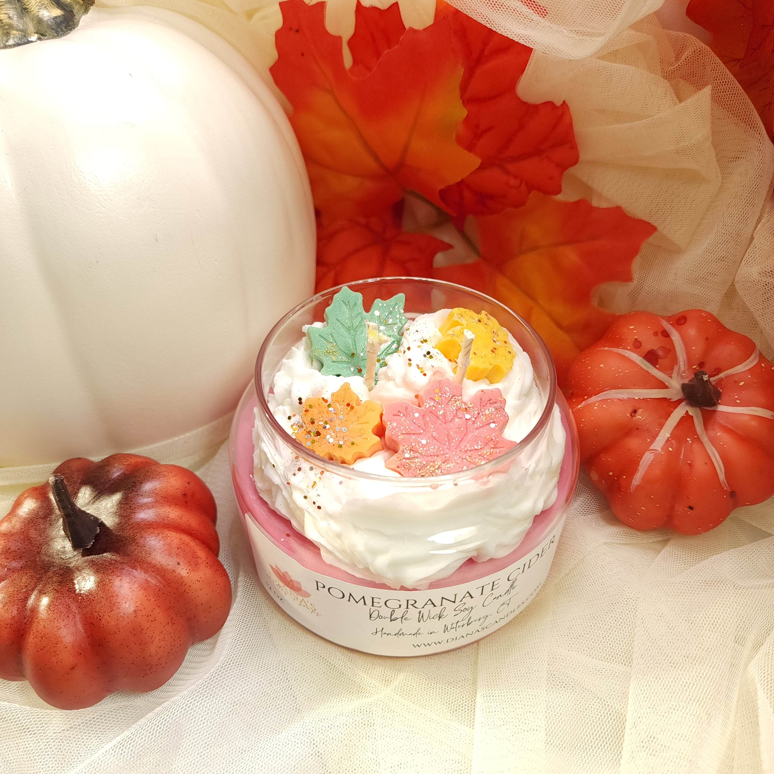 Pomegranate Cider Double Wick Candle Diana's Candles and Soaps 