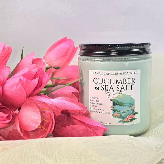 Cucumber & Sea Salt Jar Candle Diana's Candles and Soaps
