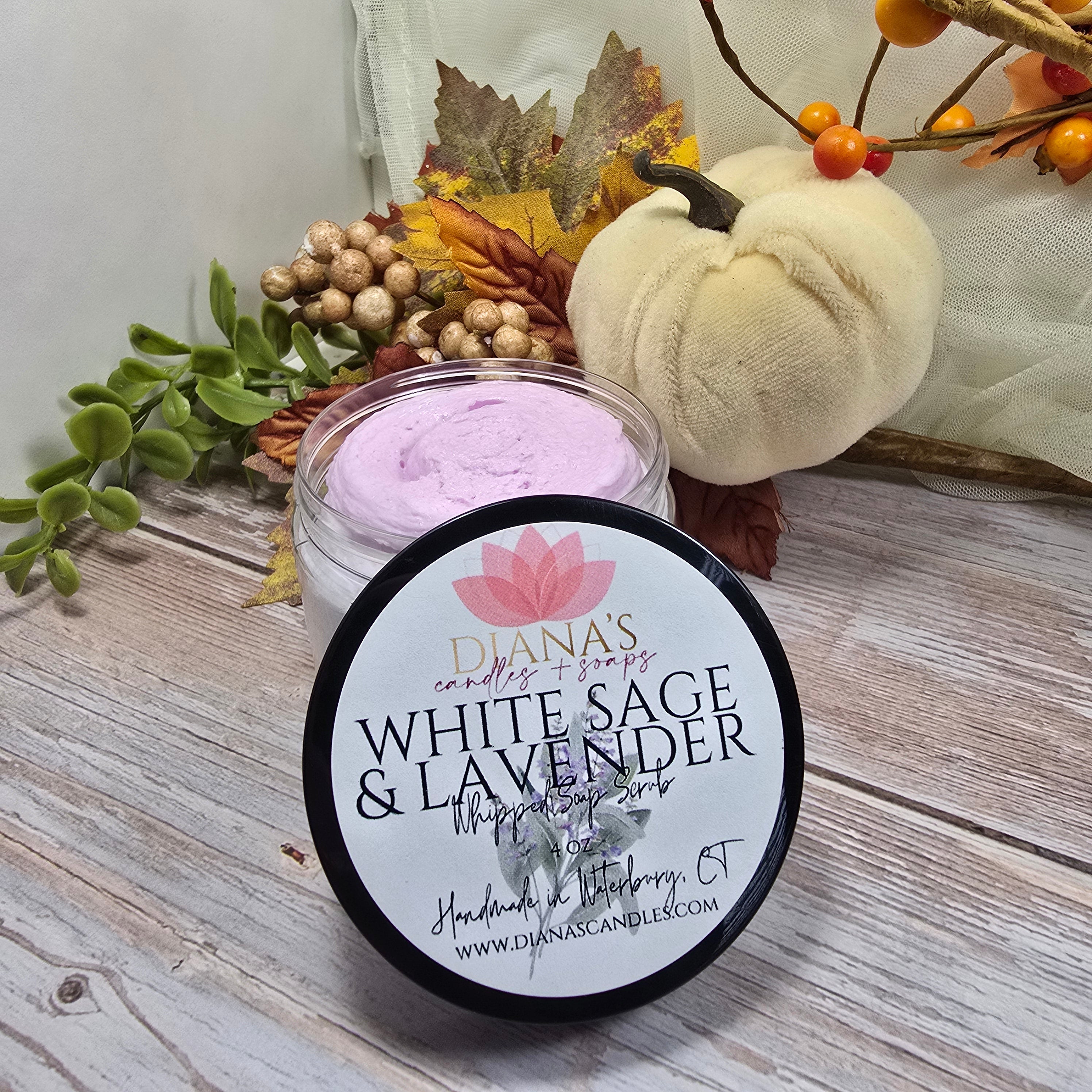 White Sage & Lavender Whipped Soap Scrub Diana's Candles and Soaps