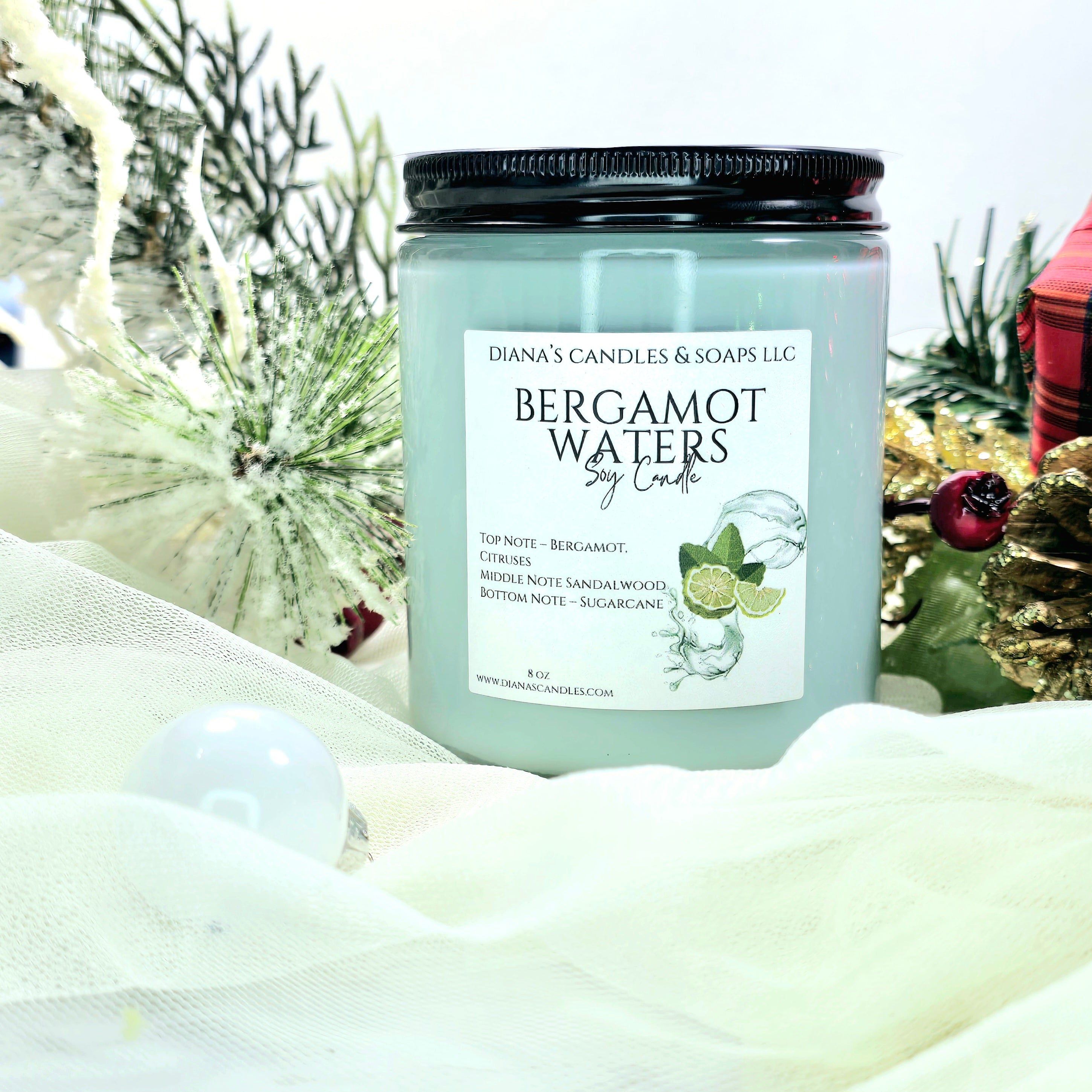 Bergamot Waters Soy Candle Diana's Candles and Soaps