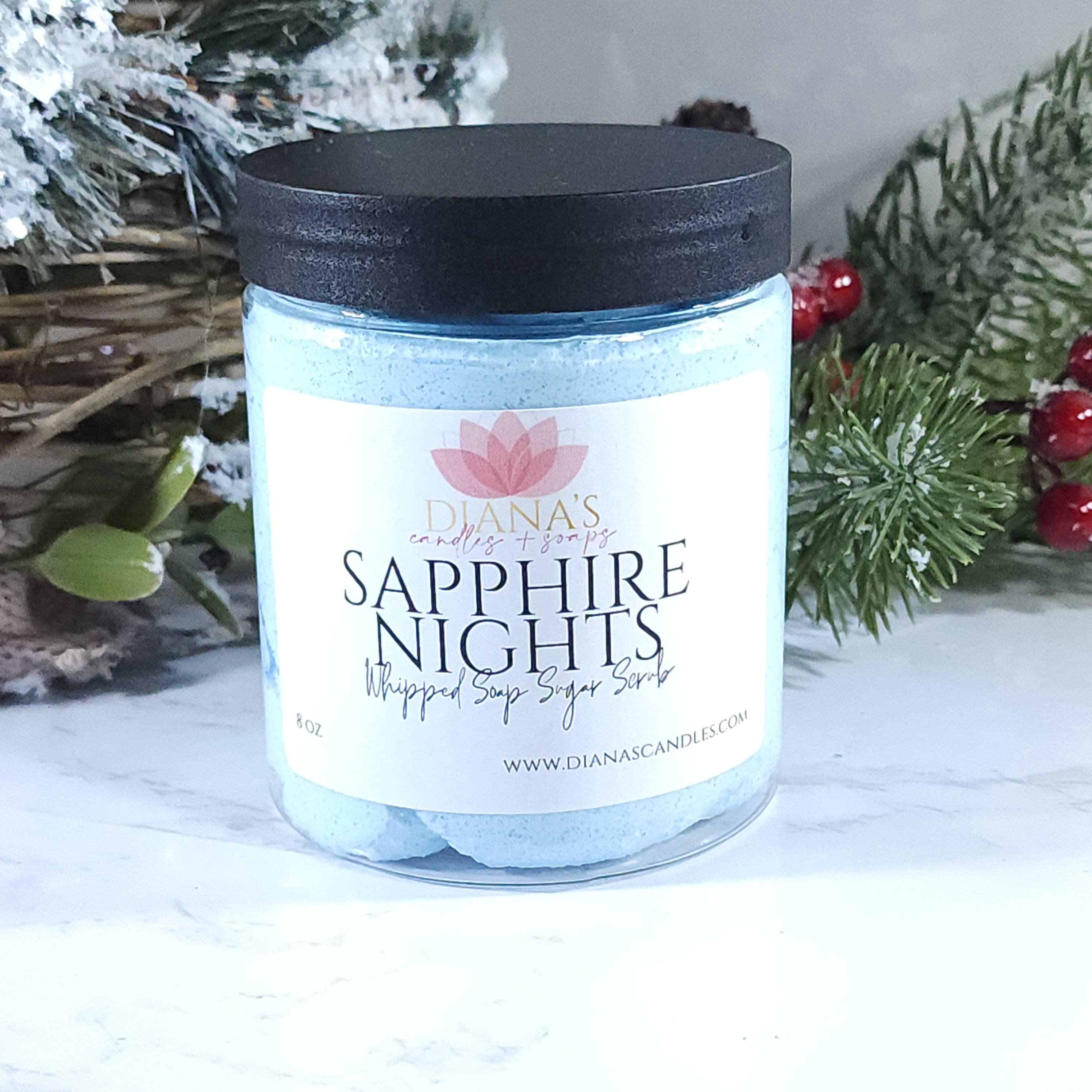 Sapphire Nights Whipped Soap Scrub Diana's Candles and Soaps