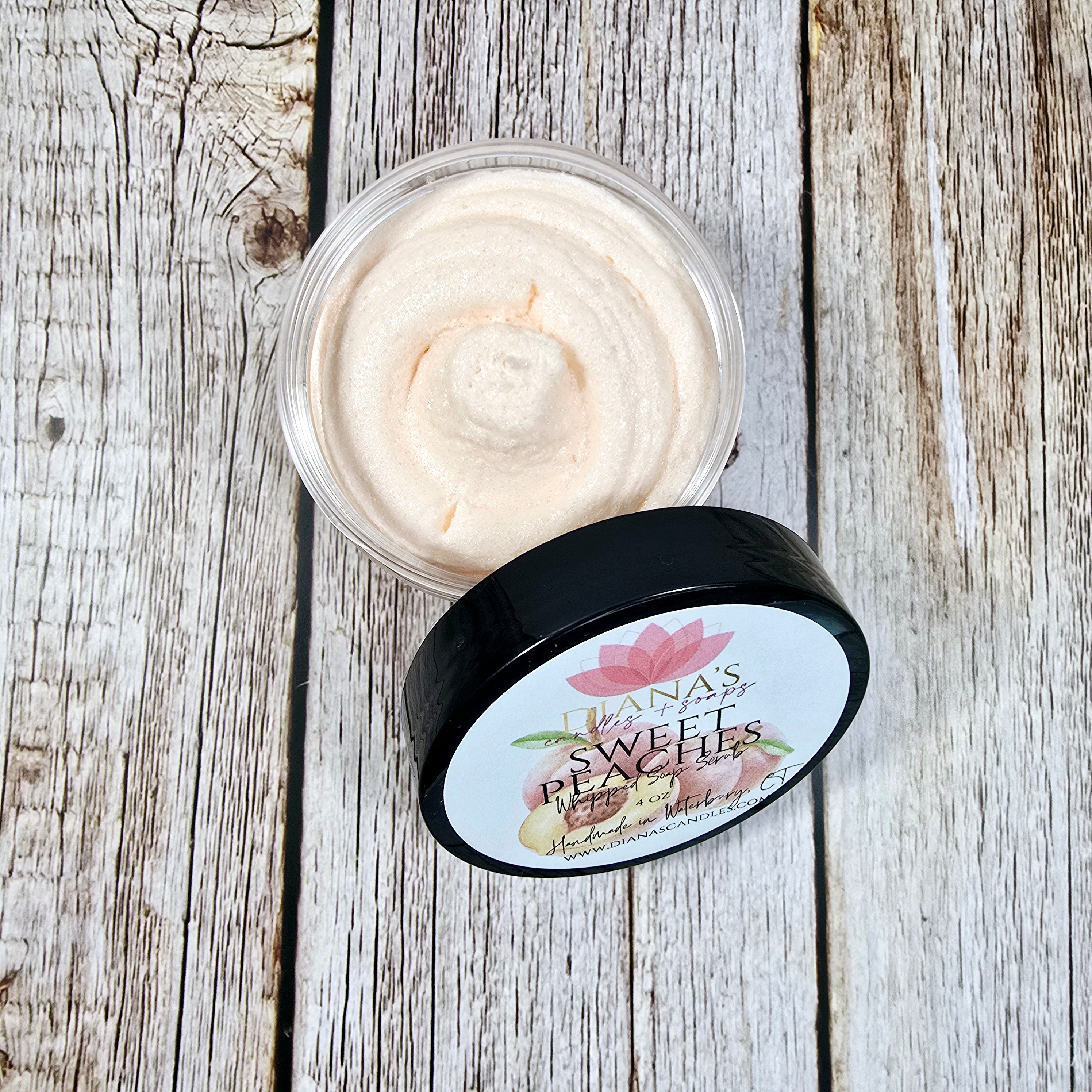 Sweet Peaches Whippped Soap Scrub Diana's Candles and Soaps