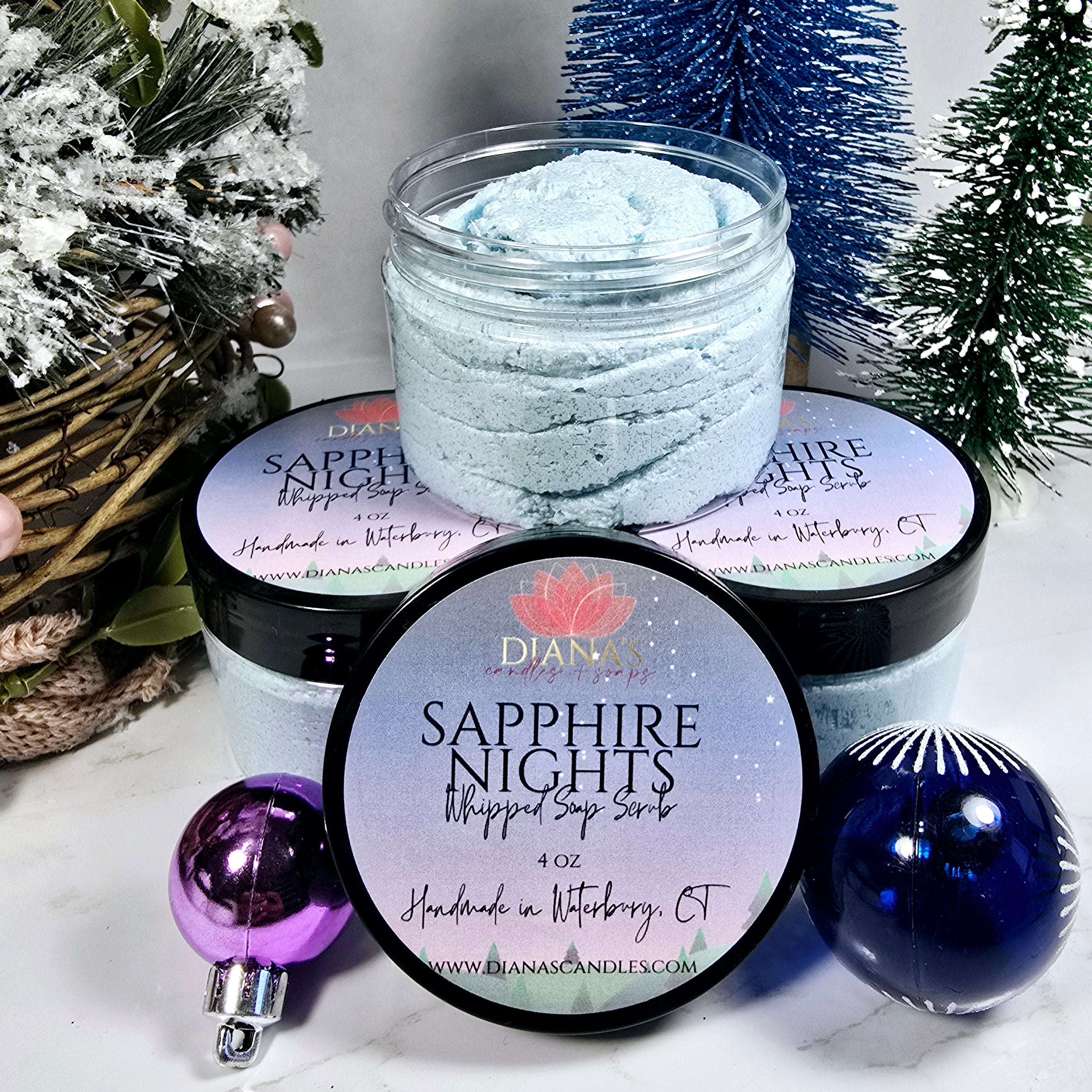 Sapphire Nights Whipped Soap Scrub Diana's Candles and Soaps