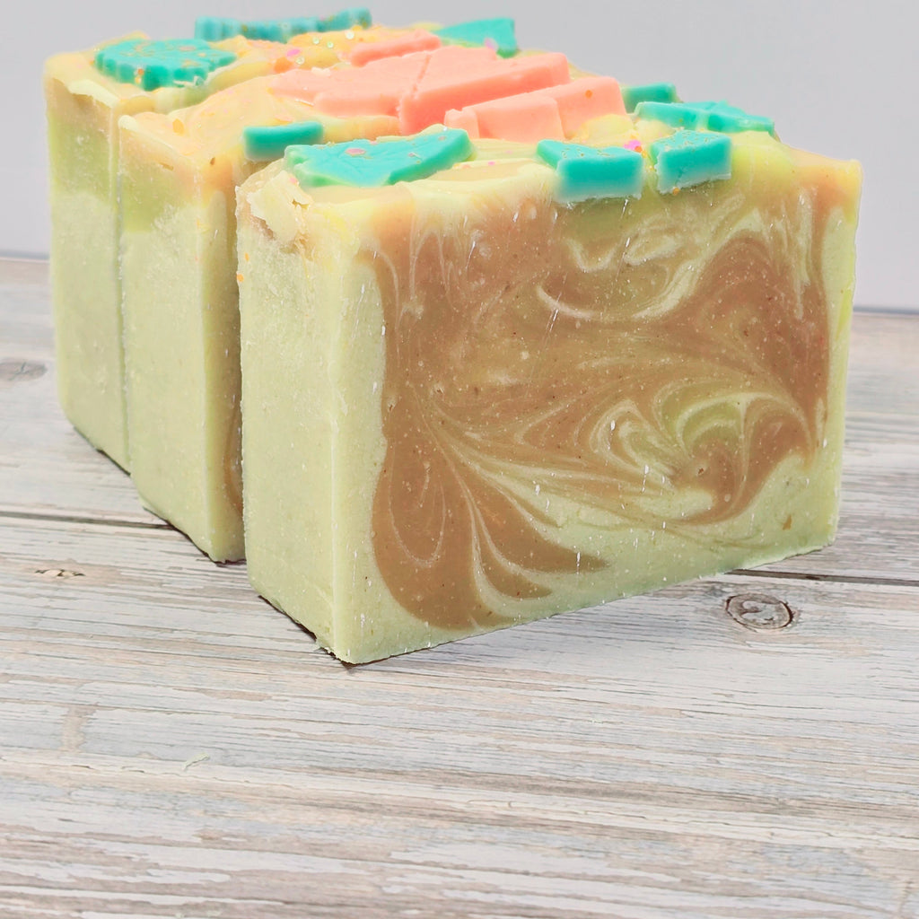 Handcrafted fall citrus soap with pumpkin purée and shea butter