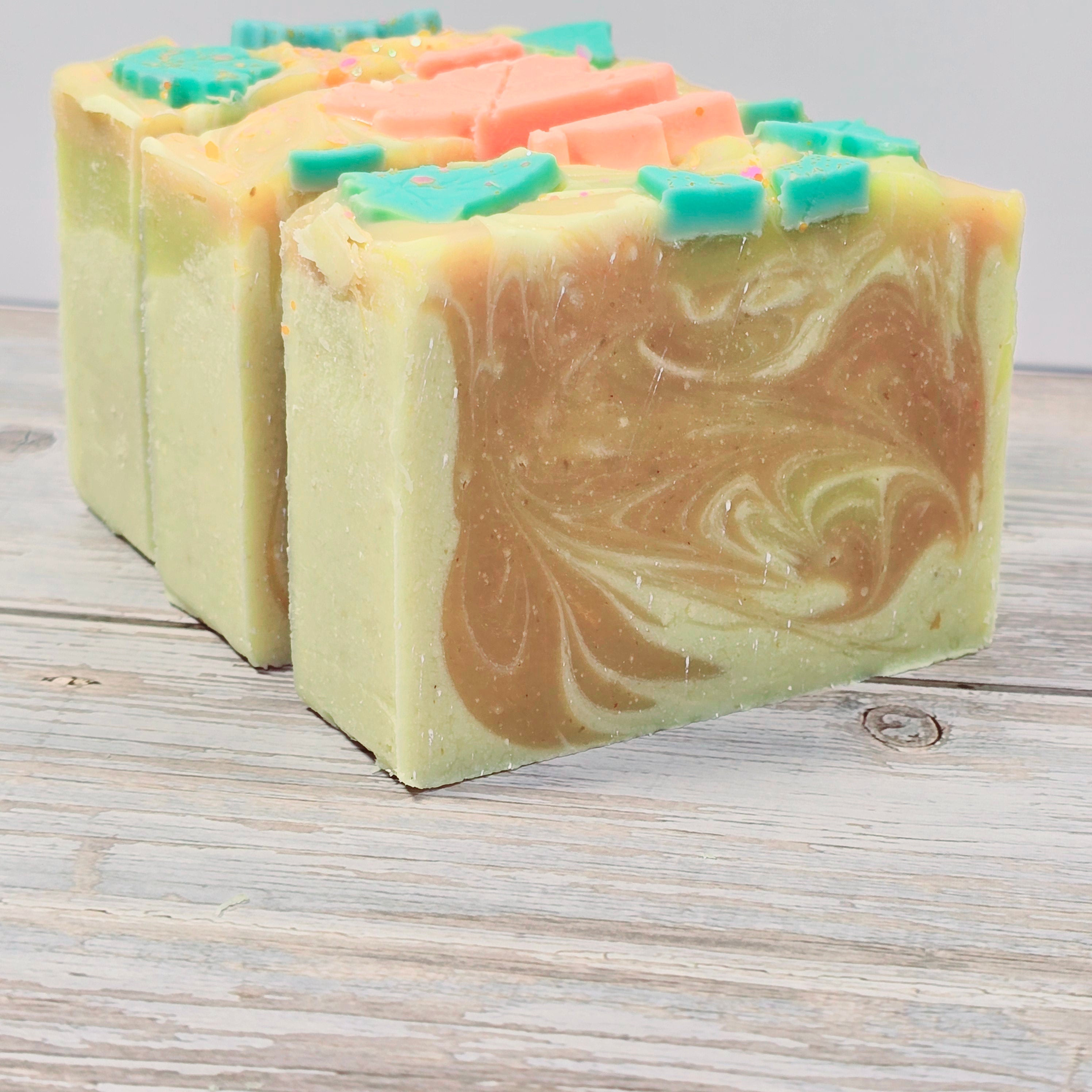 Handcrafted fall citrus soap with pumpkin purée and shea butter