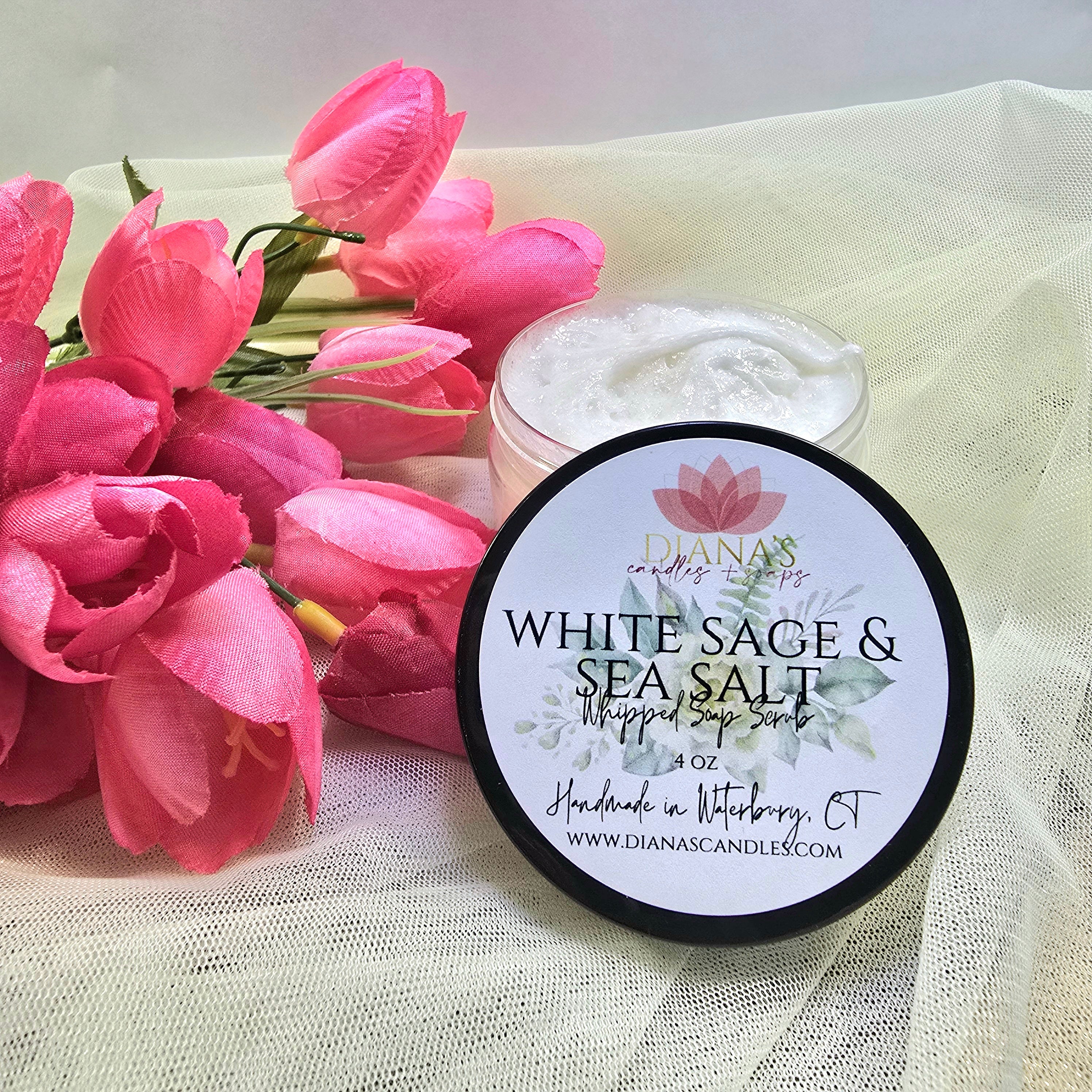 White Sage & Sea Salt Whipped Scrub Diana's Candles and Soaps