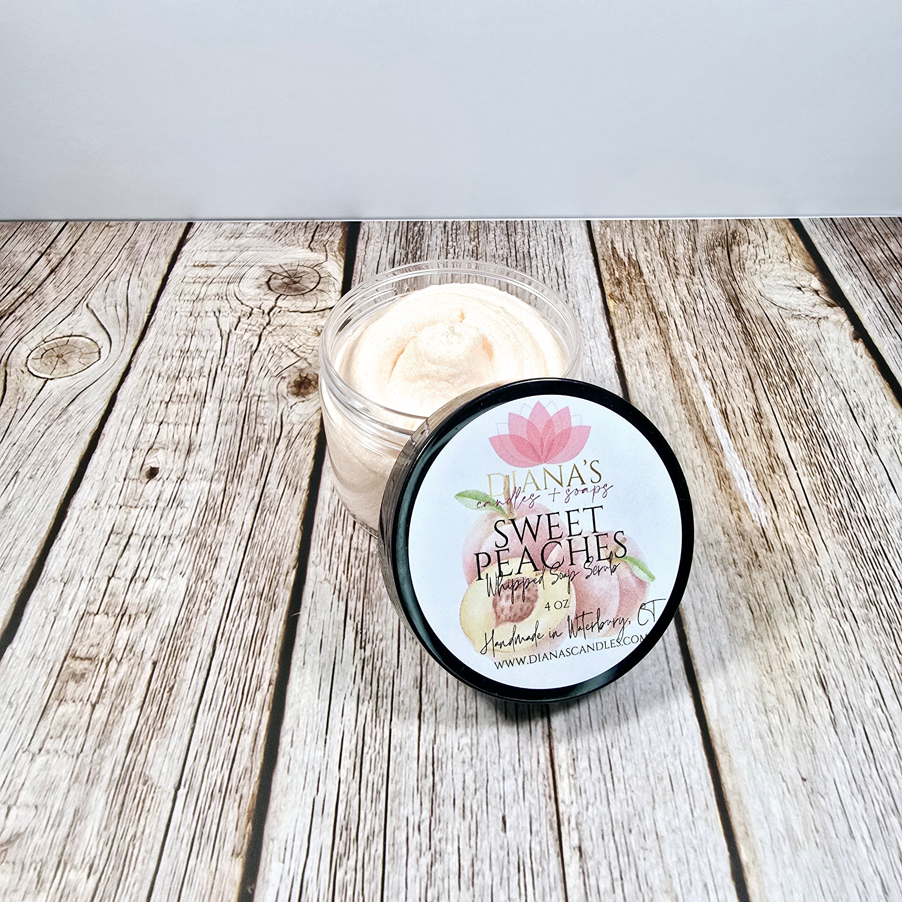 Sweet Peaches Whippped Soap Scrub Diana's Candles and Soaps