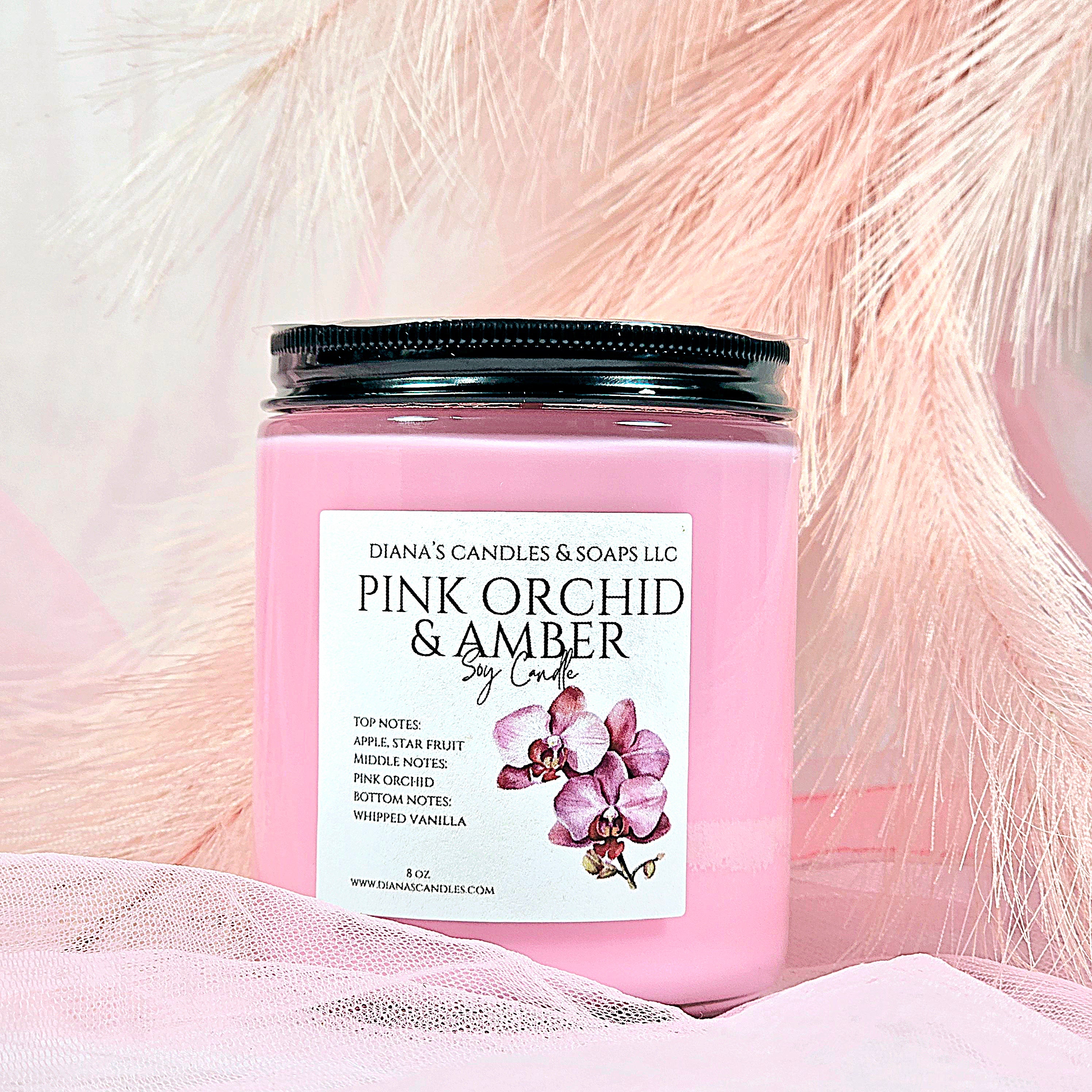 Pink Orchid & Amber Candle