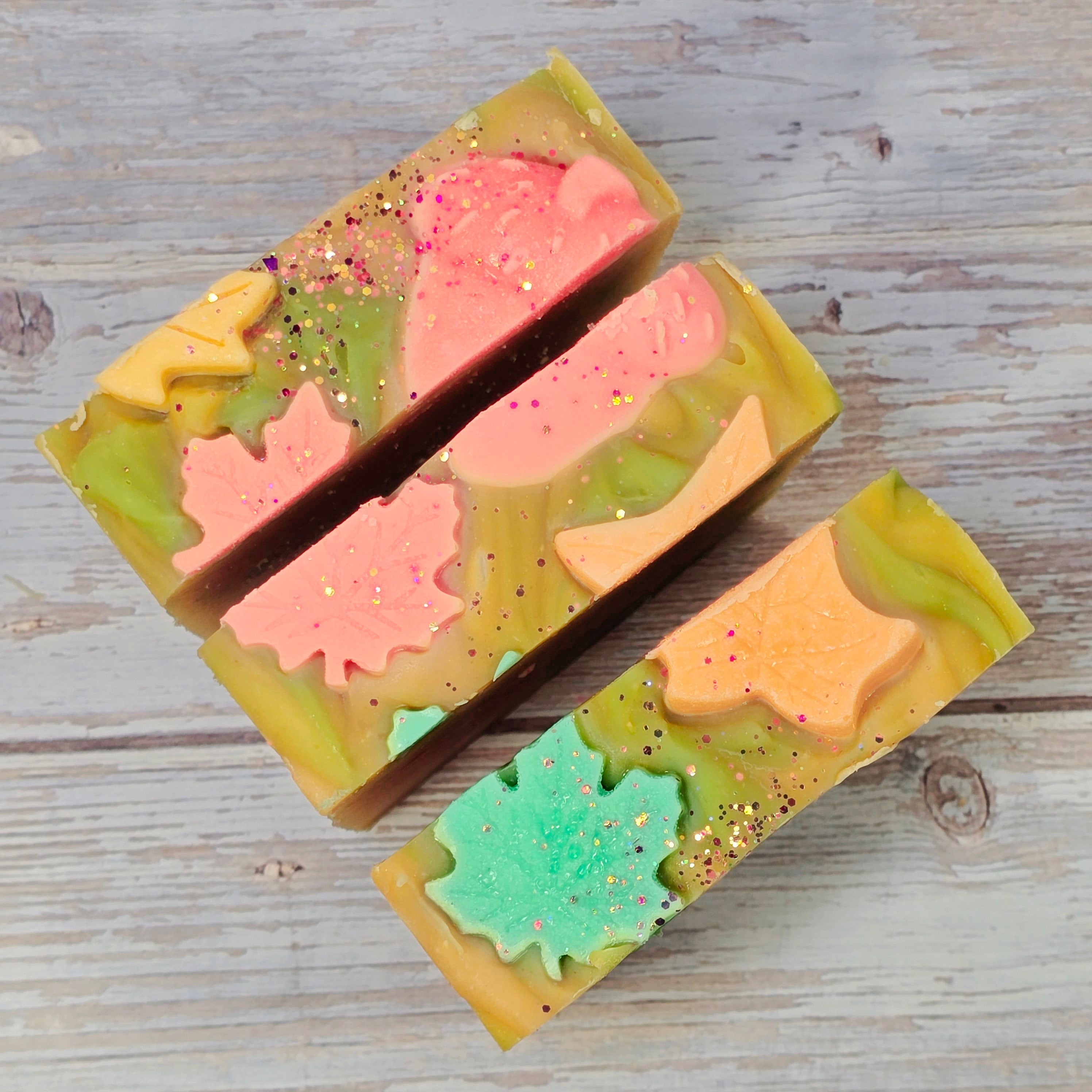 Artisan soap bar inspired by crisp fall leaves and apples