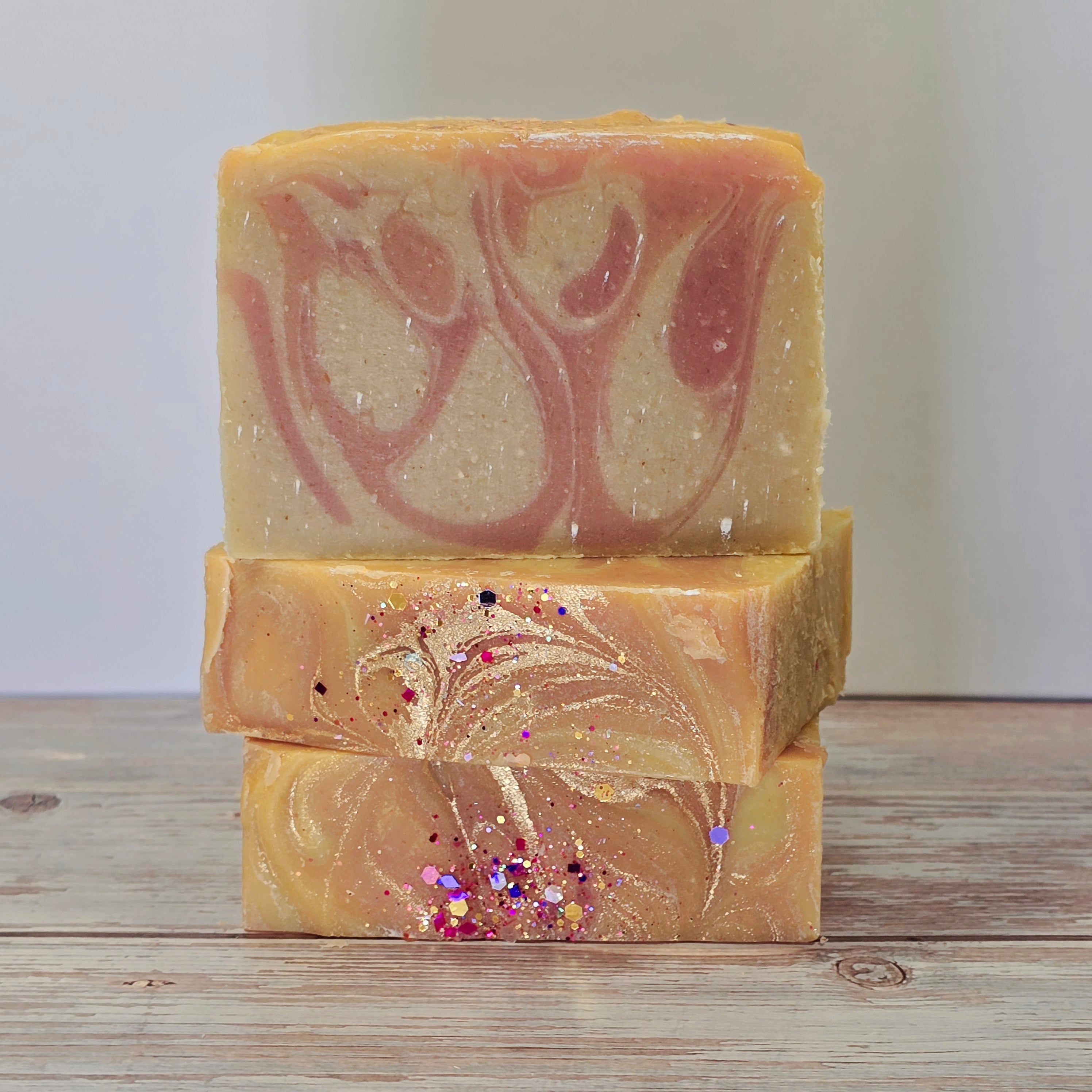 Handcrafted peach and mango artisan soap