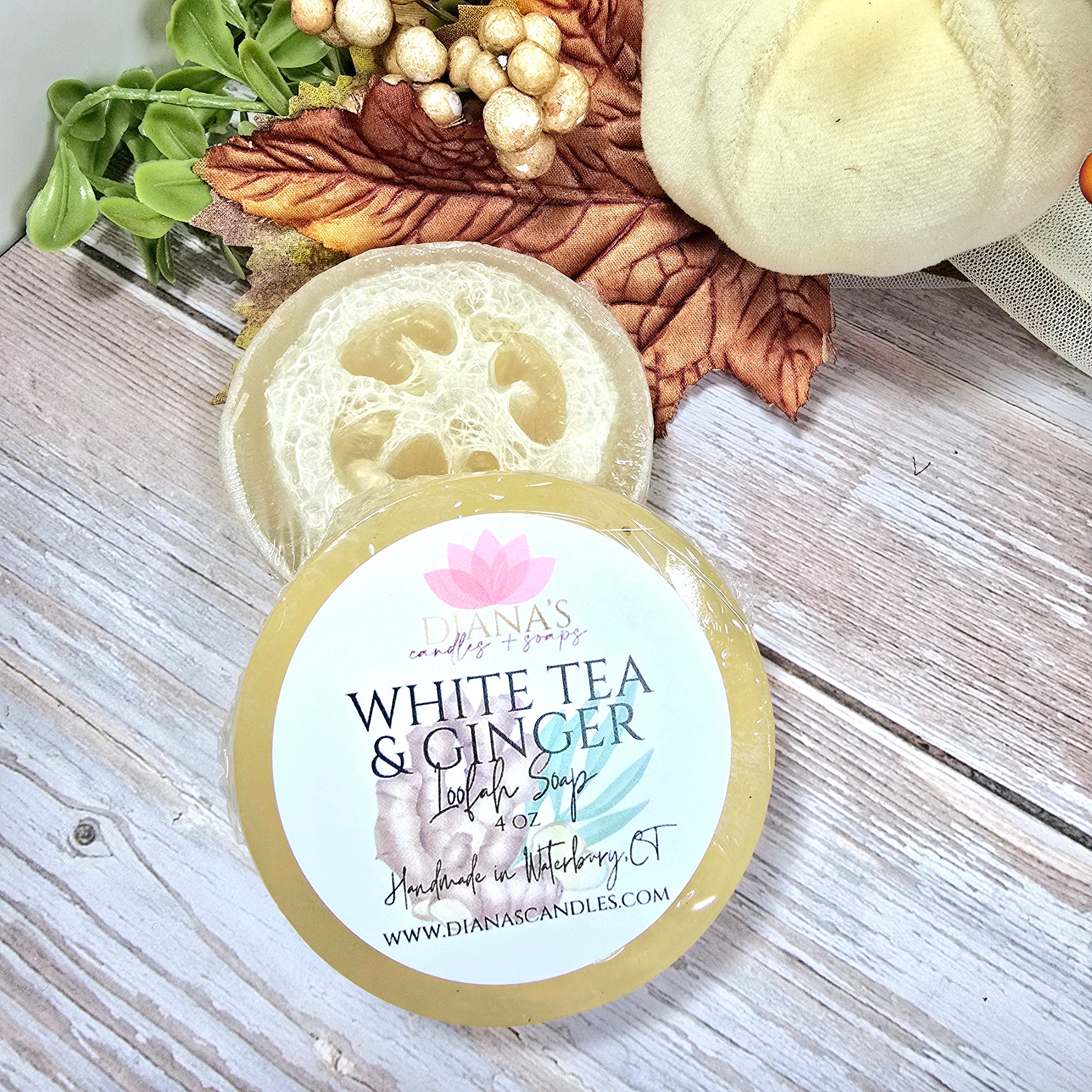 White Tea and Ginger Loofah Soap Diana's Candles and Soaps