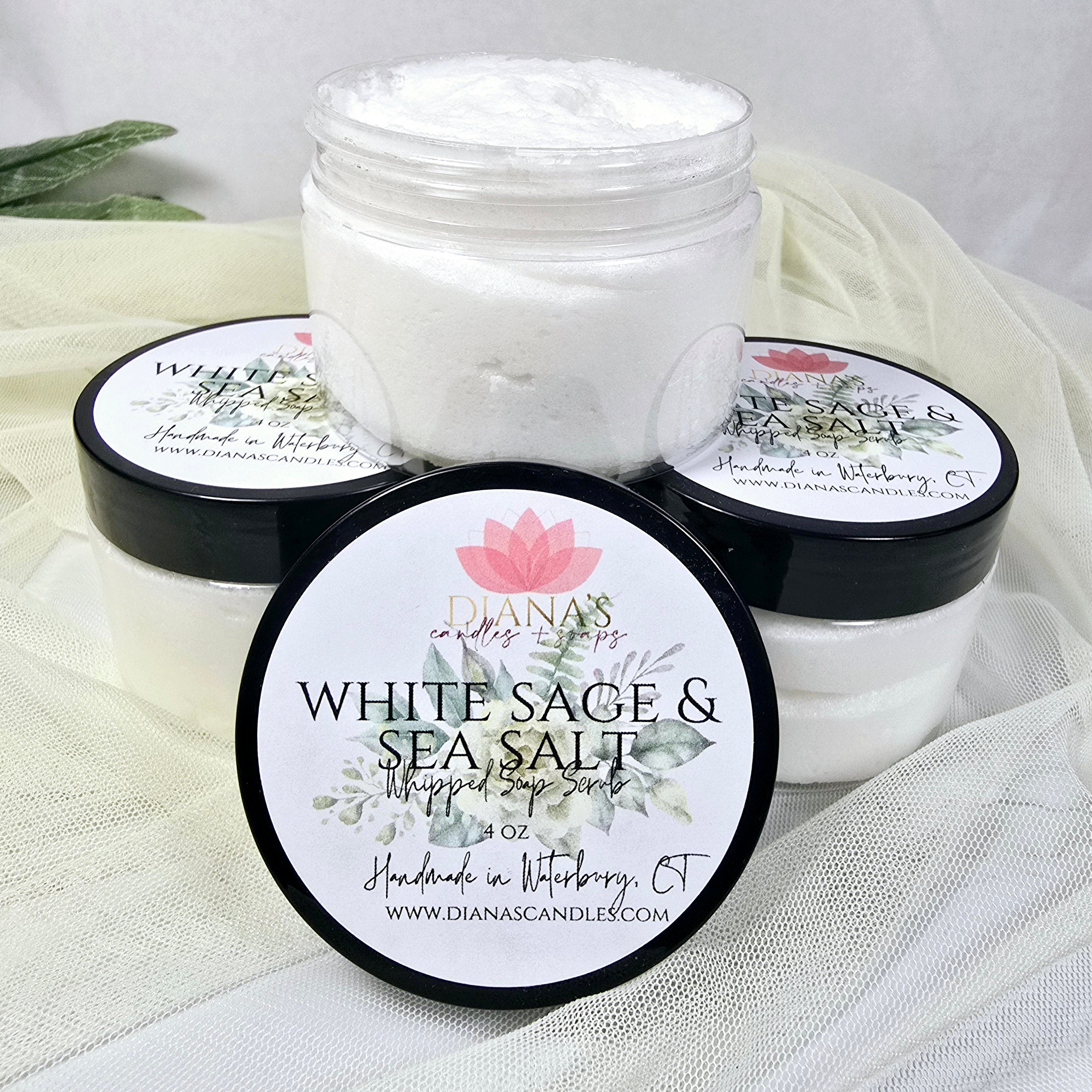 White Sage & Sea Salt Whipped Scrub Diana's Candles and Soaps