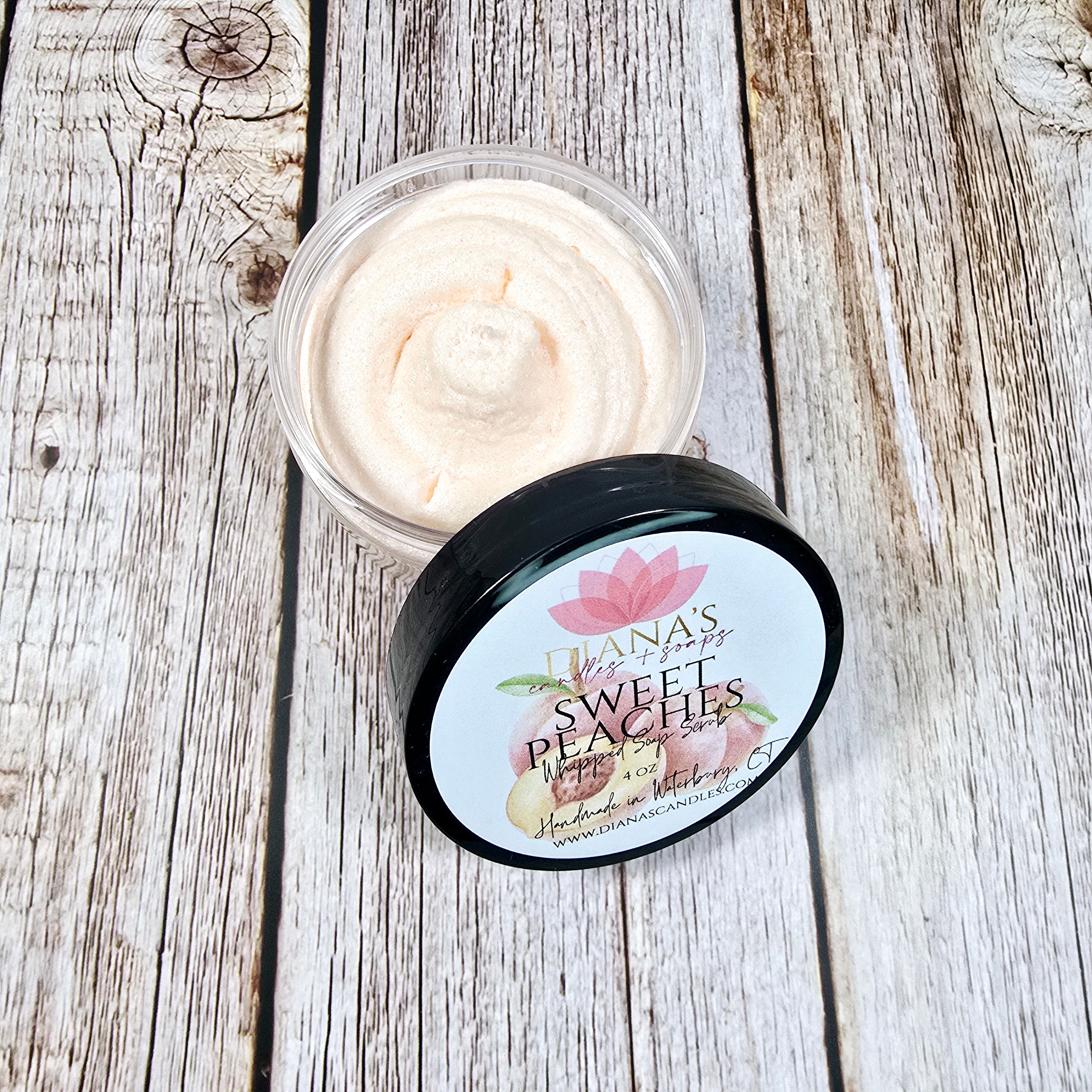 Sweet Peaches Whippped Soap Scrub Diana's Candles and Soaps