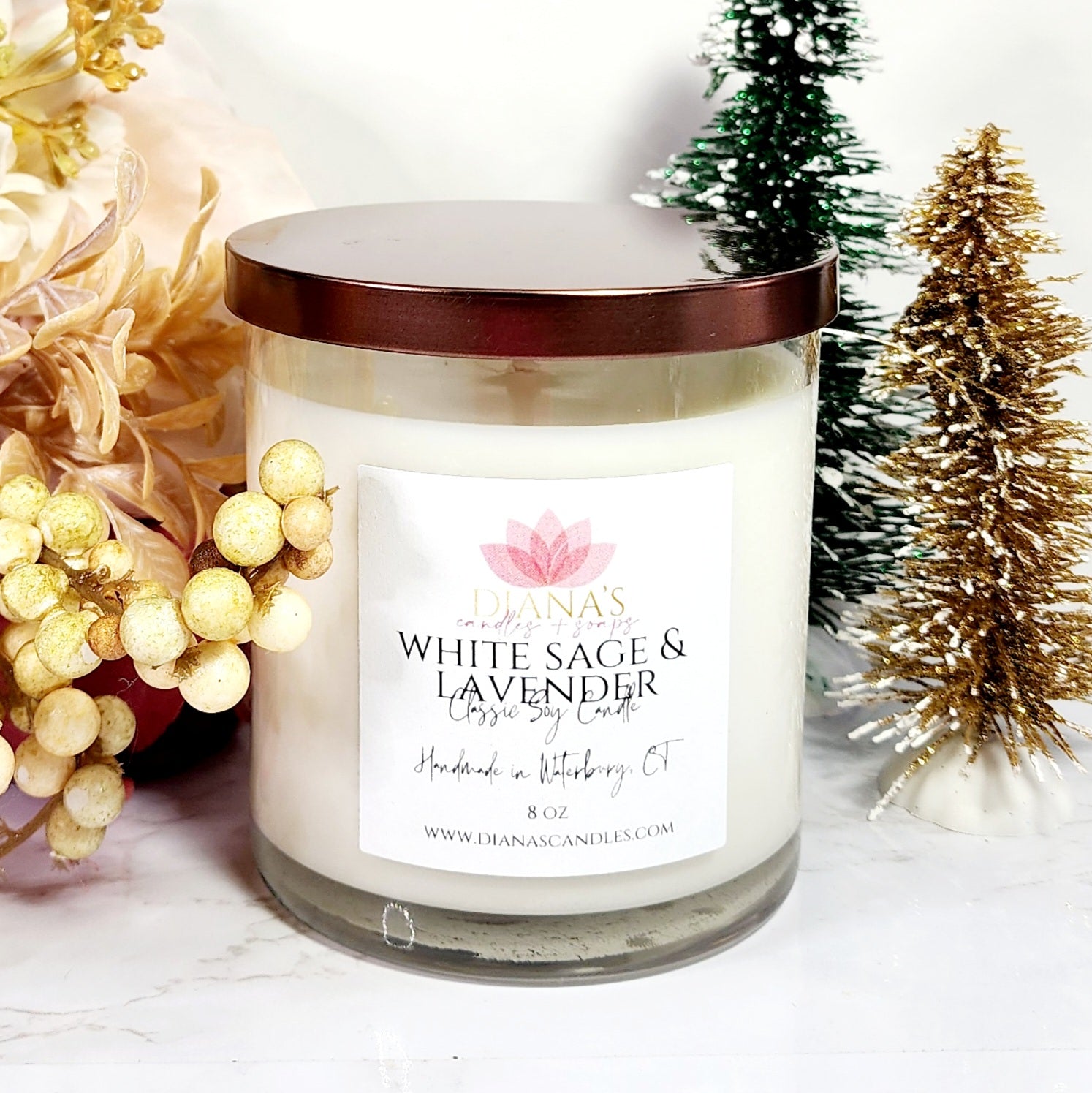 White Sage & Lavender Candle - Diana's Candles and Soaps 