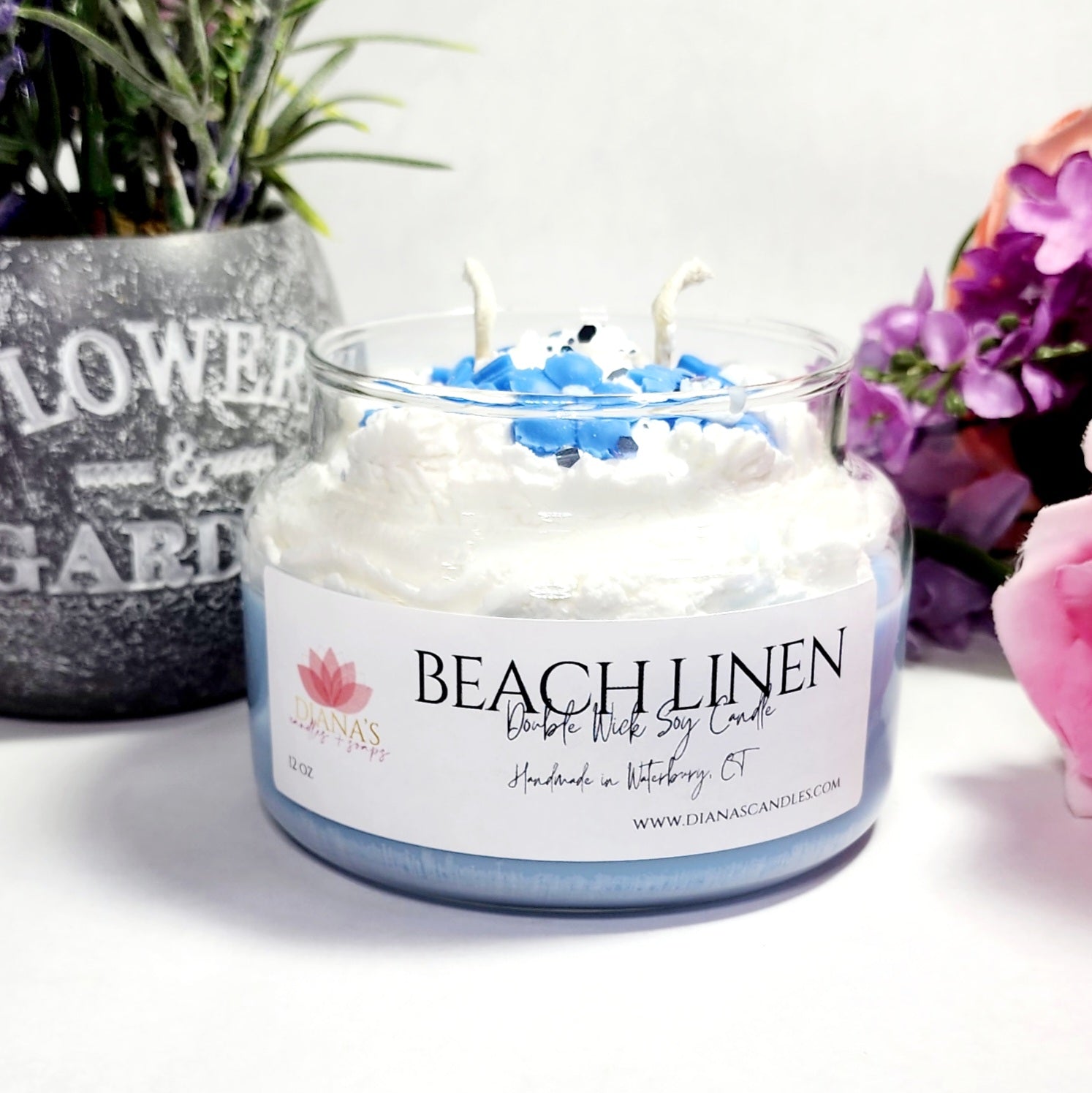 Beach Linen Double Wick Candle Diana's Candles and Soaps 