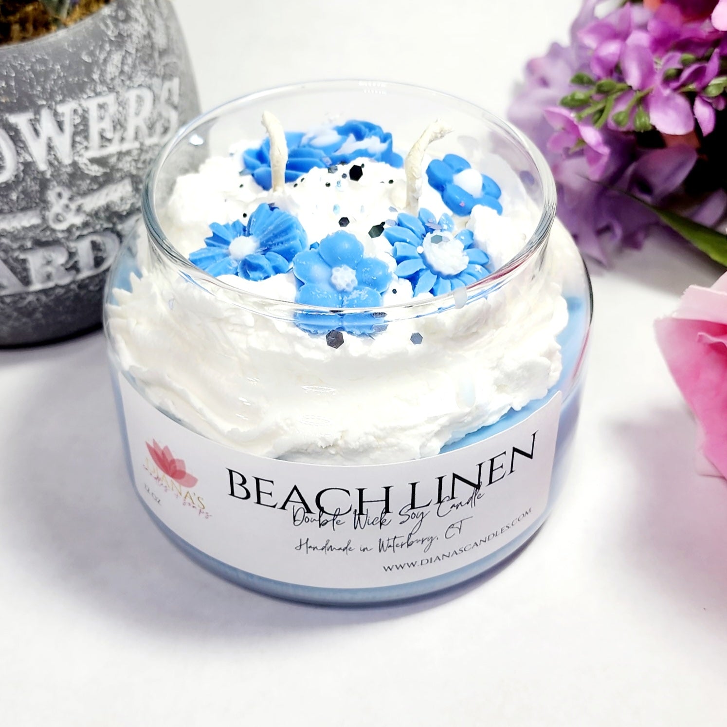 Beach Linen Double Wick Candle Diana's Candles and Soaps 
